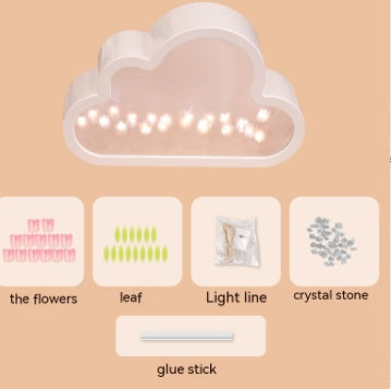 Handmade DIY Cloud Tulip Mirror Small Night Light