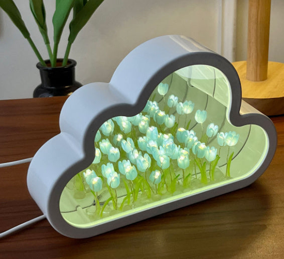 Handmade DIY Cloud Tulip Mirror Small Night Light