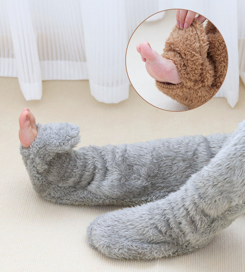 Over Knee High Fuzzy Long Socks Winter Warm Cold Leg Knee Joint Cold-proof Stockings Home Floor Sleeping Socks