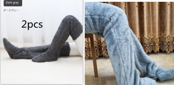 Over Knee High Fuzzy Long Socks Winter Warm Cold Leg Knee Joint Cold-proof Stockings Home Floor Sleeping Socks