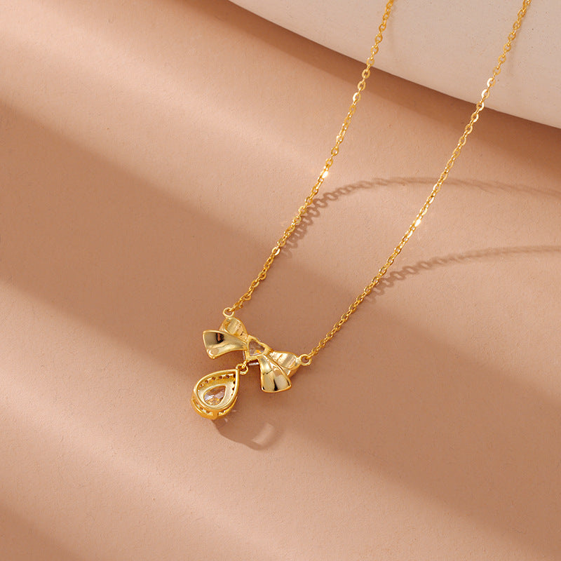 S925 Bow Necklace Design Simple Jewelry