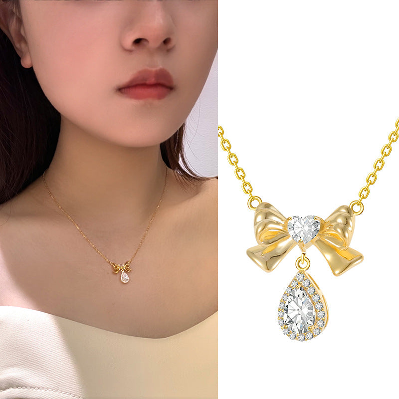 S925 Bow Necklace Design Simple Jewelry